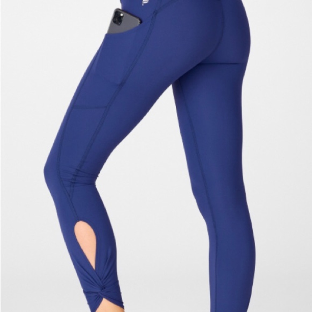 FABLETICS leggings PURE LUXE SZ S/M Yoga Pants Deep Blue High Waisted Twist